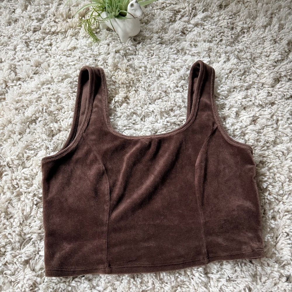 Elegant Brown Velvet summer super cute spring dark brown Crop Top. Try elegance